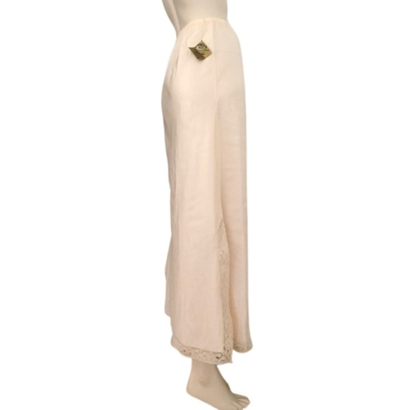 OPERA Full Length Slip Lacy Shiny Noisy Acetate Maxi Ecru Lace with Side Slit - Picture 5 of 13